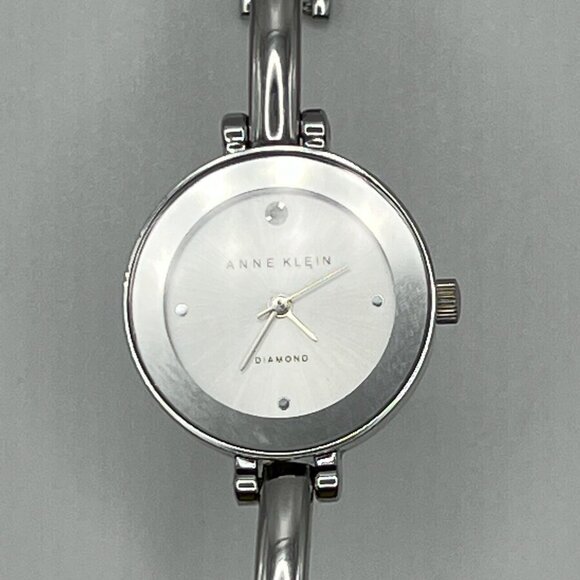 Anne Klein Diamond Series Petite Round Ladies Silver Tones Watch Working - Picture 6 of 8